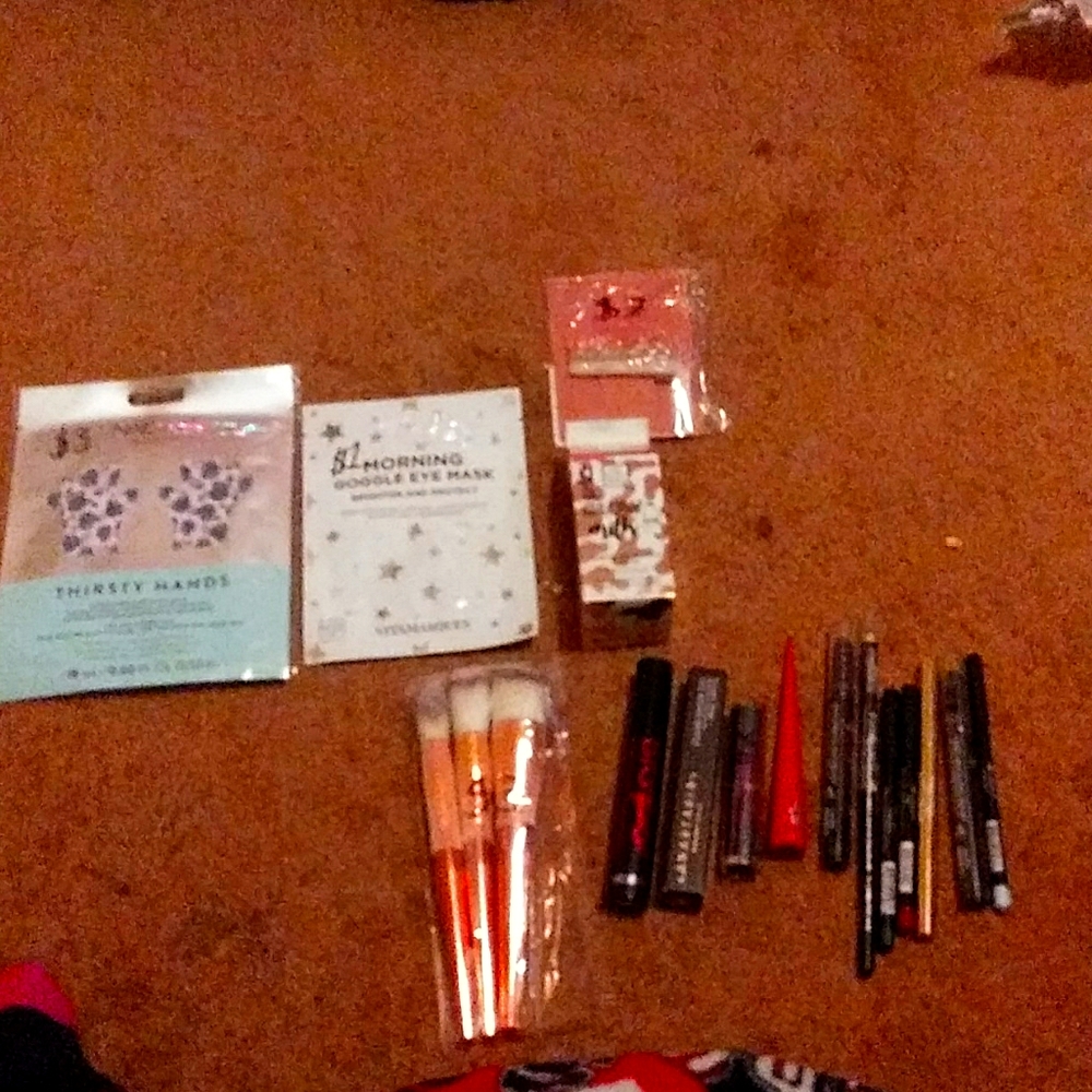 Skin care and mascara and eyeliner bundle